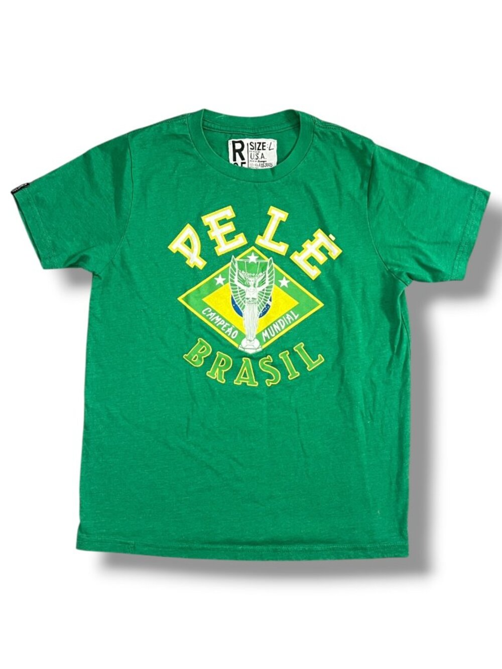 Roots of Fight Pelé Brasil Green Kid's Tee Size Large 10-12